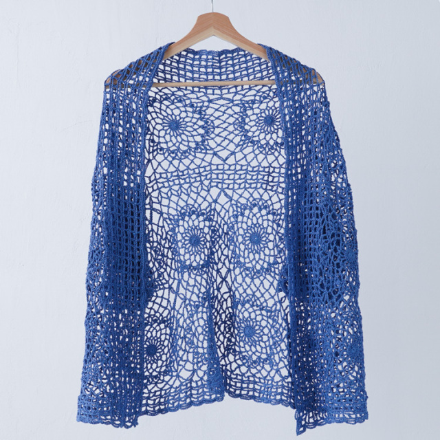 編み物キット #12-7 モチーフつなぎのレーシーな羽織もの 手編み糸と