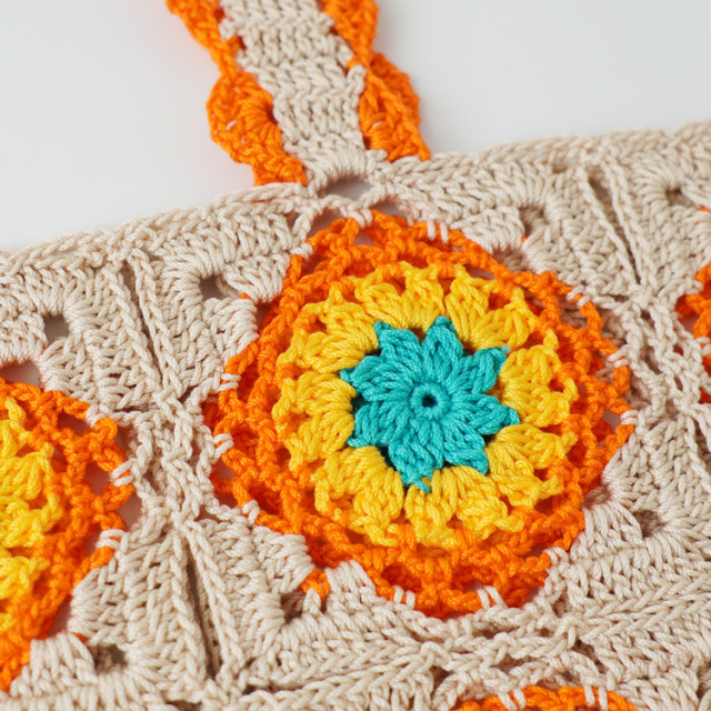 編み物キット #12-8 モチーフつなぎのビスチェ 手編み糸と生地