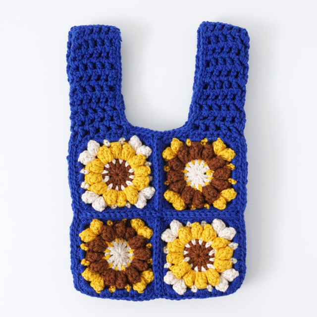 knitworm 編み物キット #10-3 パフコーン編みモチーフのバッグ(小)