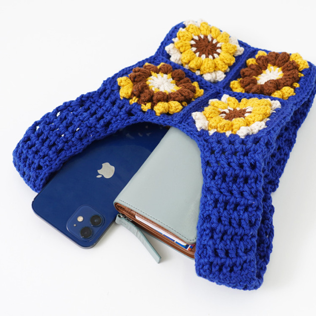 knitworm 編み物キット #10-3 パフコーン編みモチーフのバッグ(小)