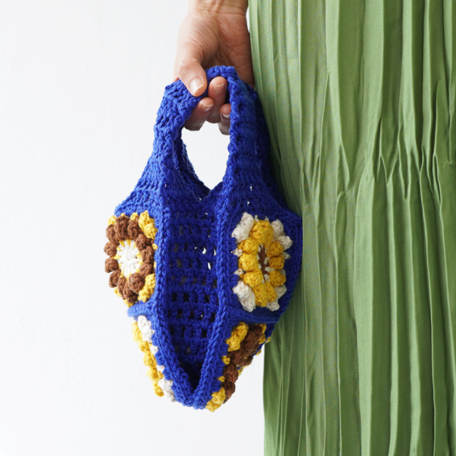 knitworm 編み物キット #10-3 パフコーン編みモチーフのバッグ(小)