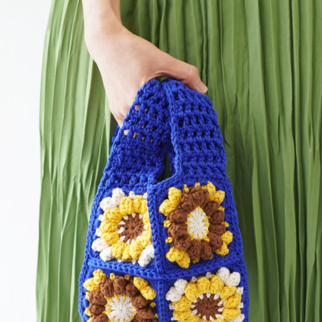 knitworm 編み物キット #10-3 パフコーン編みモチーフのバッグ(小)