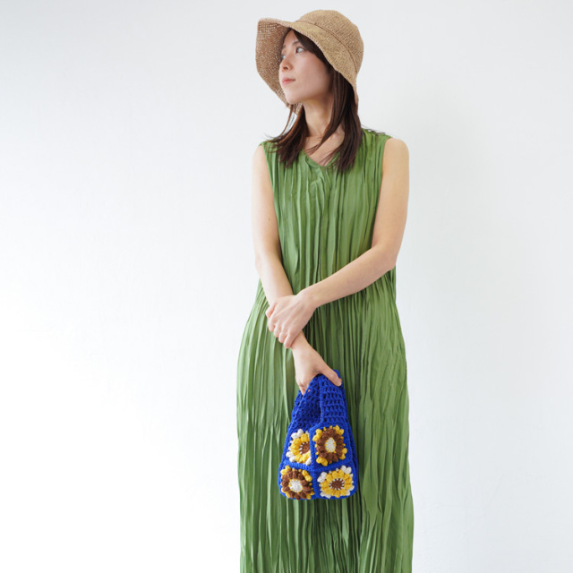 knitworm 編み物キット #10-3 パフコーン編みモチーフのバッグ(小)