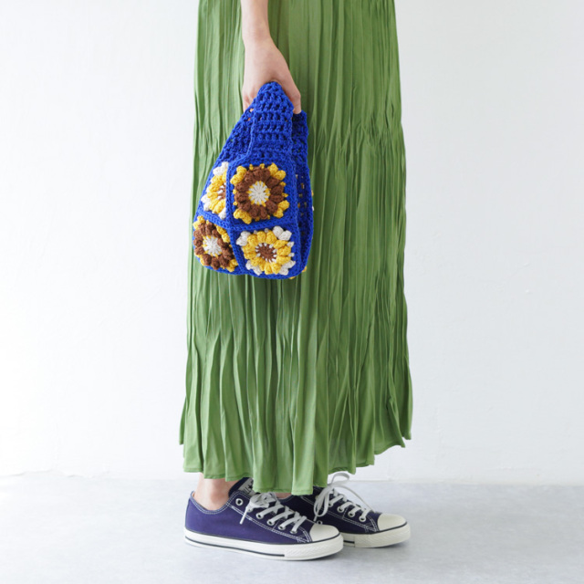 knitworm 編み物キット #10-3 パフコーン編みモチーフのバッグ(小)