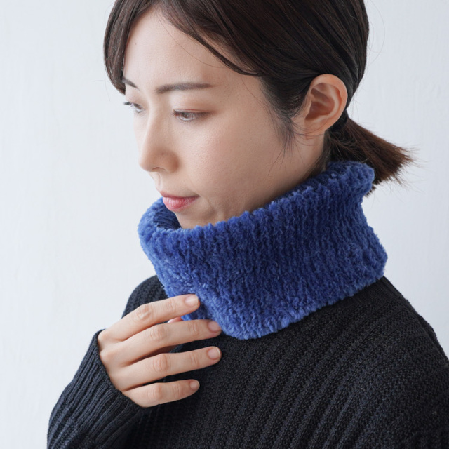 編み物キット #17-3 ファーの一目ゴム編みのネックウォーマー