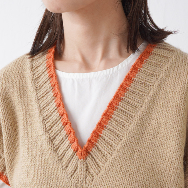 ネパール ギルボックスかぎ針Vネックベスト Dot＆Stripes CHILD WOMAN