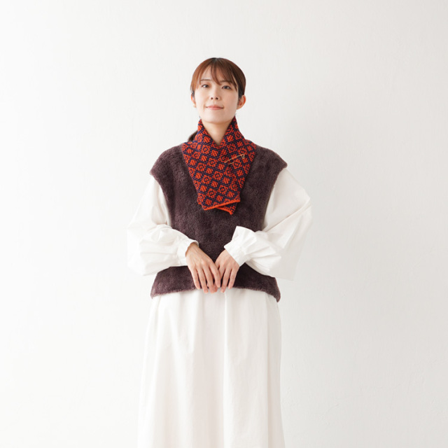 #21-8 すべり目模様のミニマフラー 10910uv55219