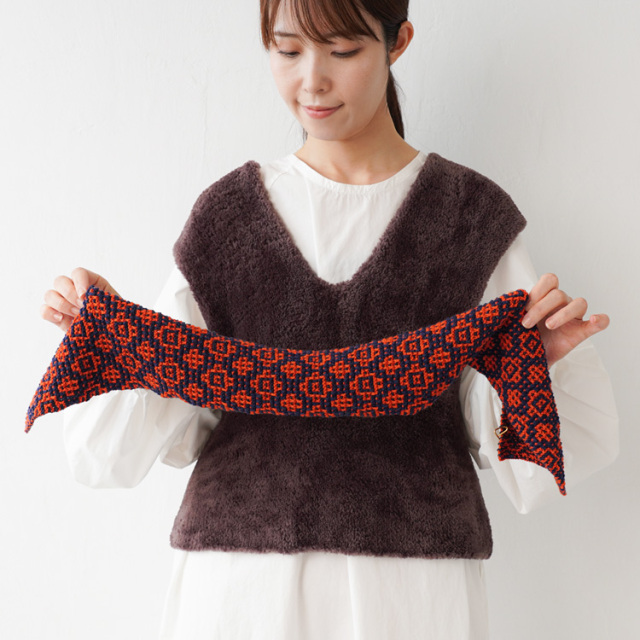 #21-8 すべり目模様のミニマフラー 10910uv55219