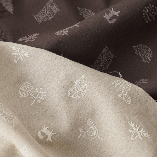 HIRVI 刺繍生地 森のお散歩