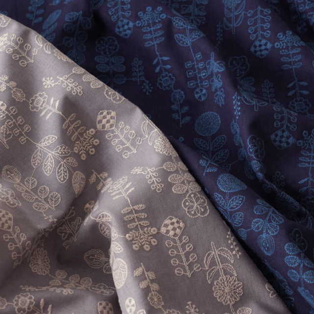 HIRVI 刺繍生地 咲くさく【50cm単位オーダーカット】