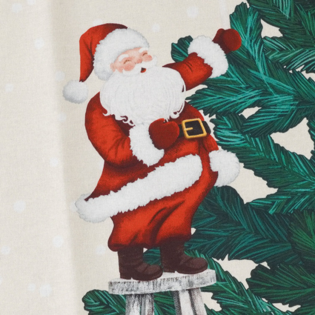 シーチング生地 【Xmas Collection / ツリーとサンタパネル】クリスマスタペストリー