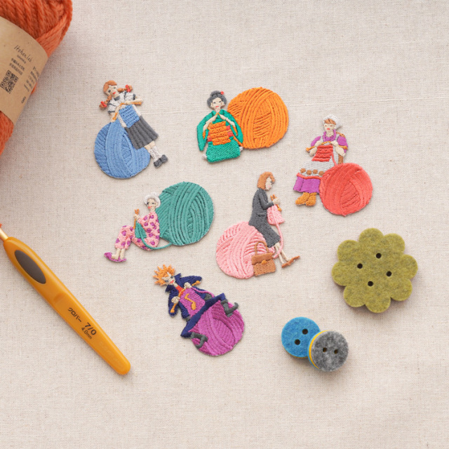 シール＆アイロン接着ワッペン 編む人ワッペン 全6 サムネイル