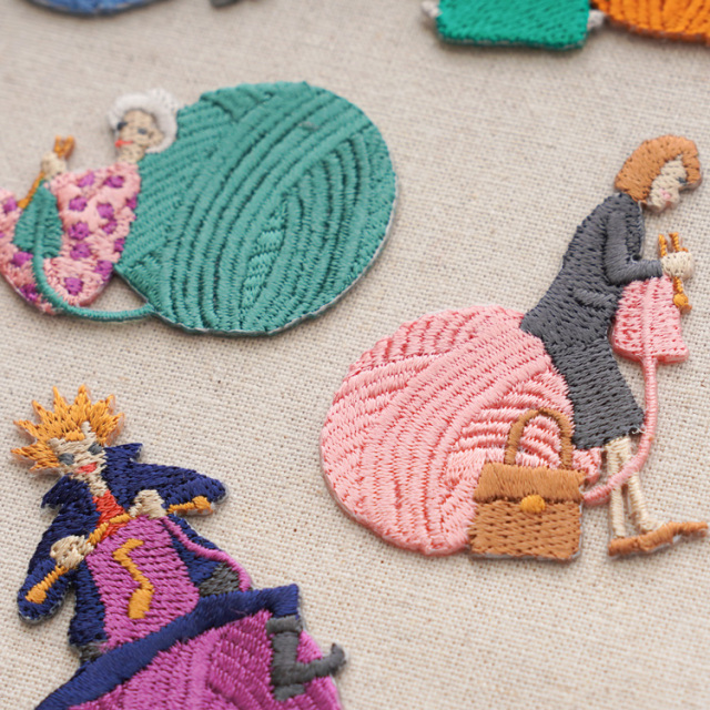 シール＆アイロン接着ワッペン 編む人ワッペン 全6