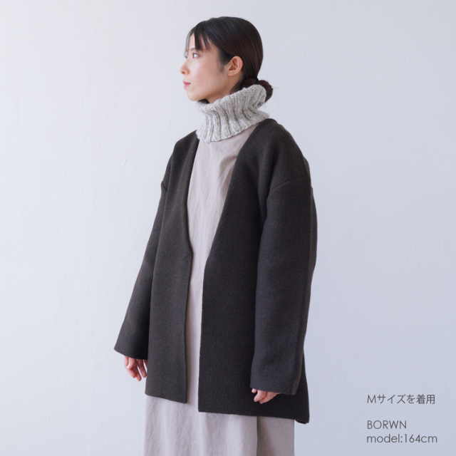 27%OFF／【在庫限り】ウールポリ軽量オーバーサイズコート 手編み糸と