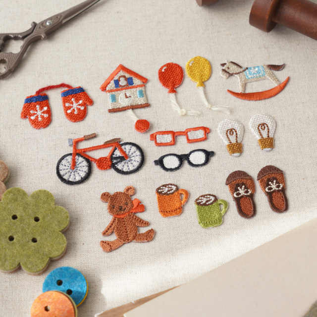 シール＆アイロン接着 刺しゅうワッペン 生活小物 全10種類