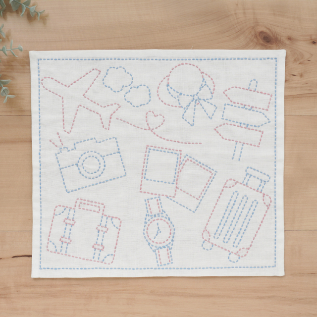 図案に沿って刺すだけ！かんたんキット 刺し子のふきん 第5弾