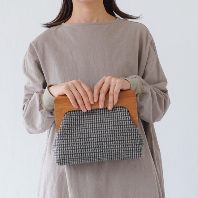 木製フレーム口金 25cm 手編み糸と生地 イトヘンラボ