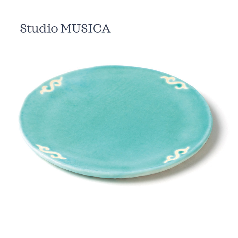 トルコ青釉丸プレート【Studio MUSICA（児島和孝）】