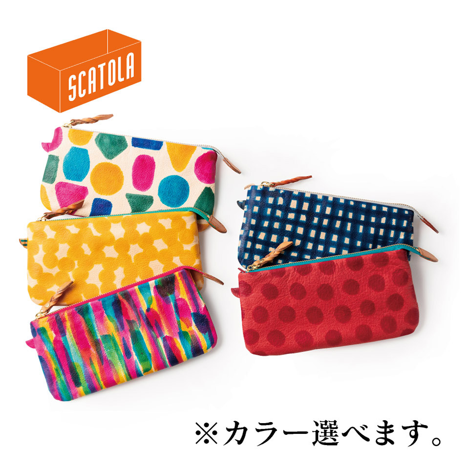 PIENOTTO長財布鹿革（カラフル大柄・黄ミモザ・カラフル細柄・青チェック・赤ドット）【SCATOLA（玉川佳）】