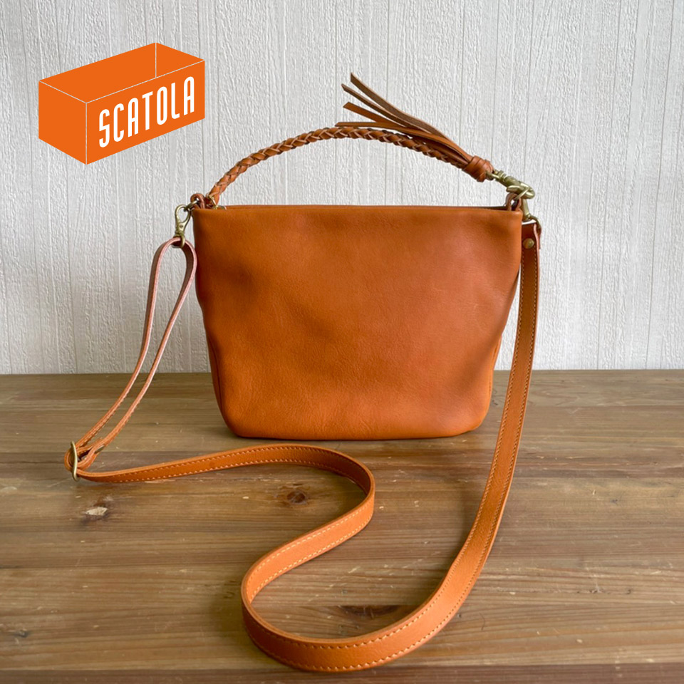 TERRAレザーショルダー（キャメル）【SCATOLA（玉川佳）】※受注生産
