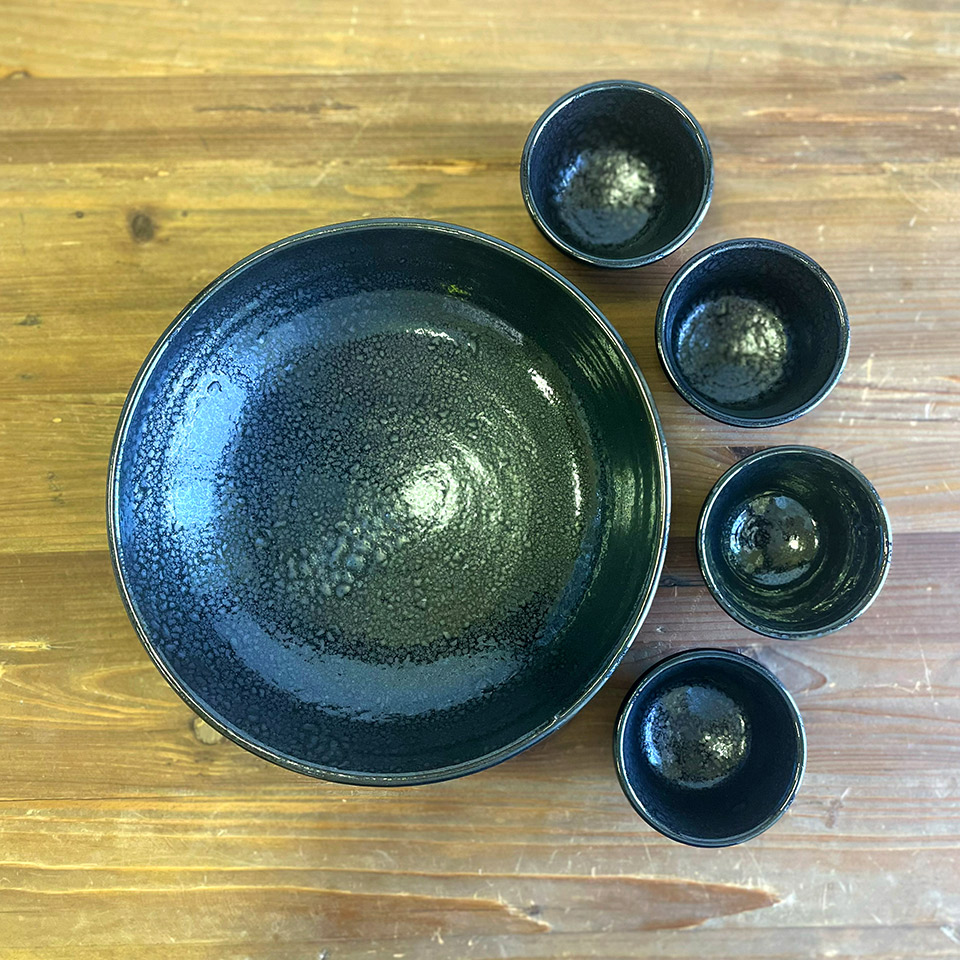 天目そうめん鉢セット【弘窯（林 国弘）】※受注生産