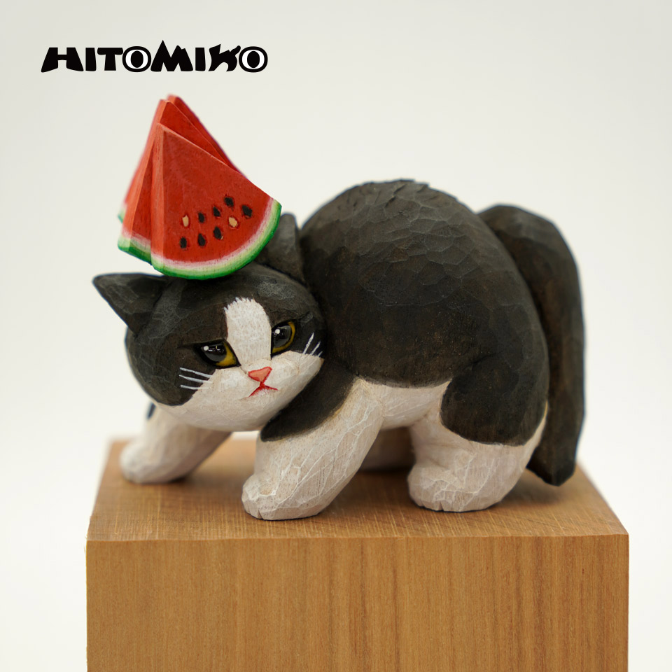 やんのかステップ木彫作品　スイカ乗せやんのか【HITOMIKO（木村 瞳）】※一点物　