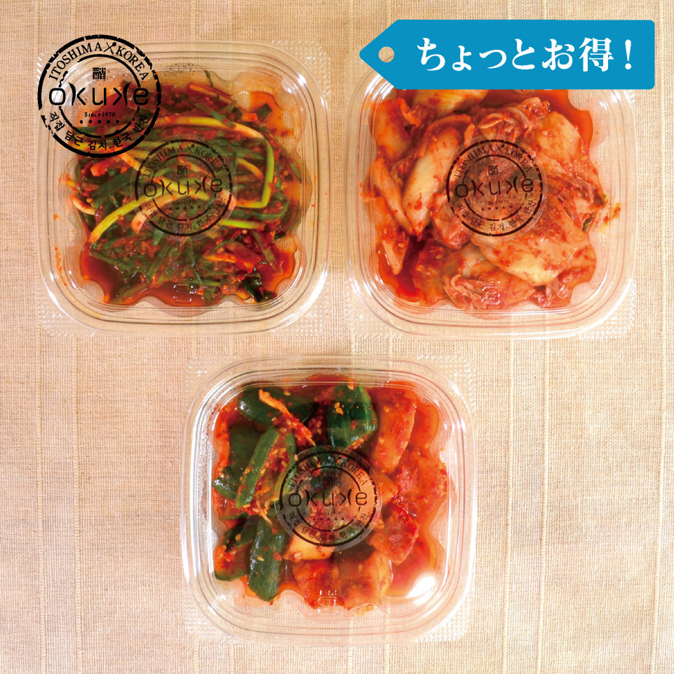 ［ちょっとお得！］玉家のキムチセットD（白菜、葱、胡瓜＆大根）【玉家のキムチ工房】