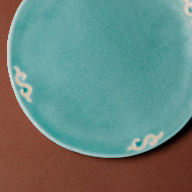 トルコ青釉丸プレート【Studio MUSICA（児島和孝）】