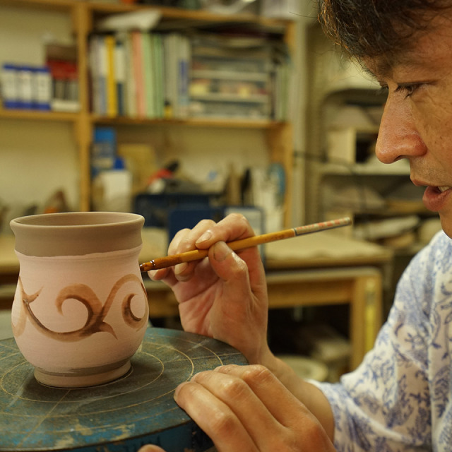 トルコ青釉丸プレート【Studio MUSICA（児島和孝）】