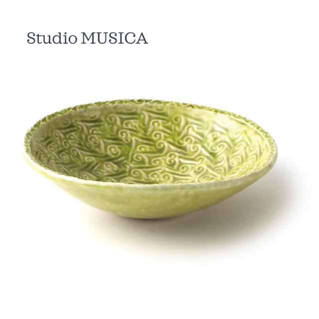 緑釉印文丸鉢【Studio  MUSICA（児島和孝）】