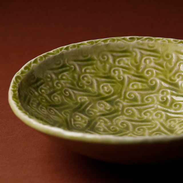 緑釉印文丸鉢【Studio  MUSICA（児島和孝）】
