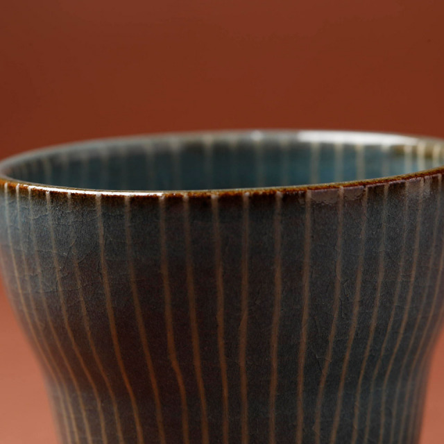 青磁フリーカップ（ストライプ）【うつわと手仕事の店 研（敦賀研二）】