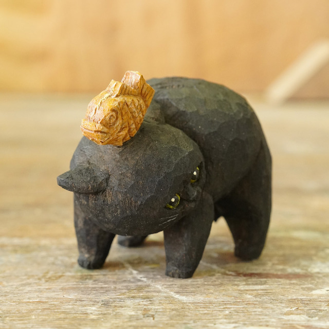 やんのかステップ木彫作品 木彫作品 スイーツ乗せ たい焼き【HITOMIKO