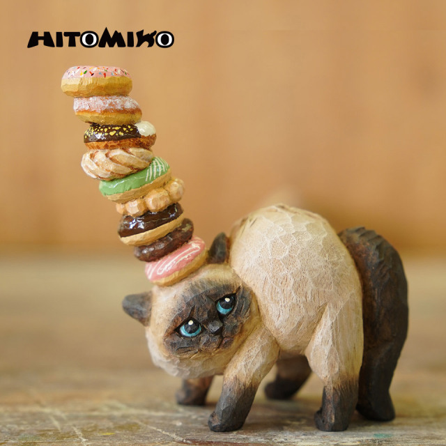 やんのかステップ木彫作品 超スイーツ乗せ ドーナツ【HITOMIKO（木村