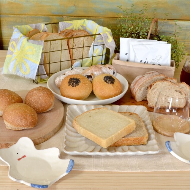 完全無農薬・無科学肥料栽培小麦とブランのパンセット ＆ UNIDOS珈琲 5杯分（卵・乳製品不使用）【天然パン工房楽楽】