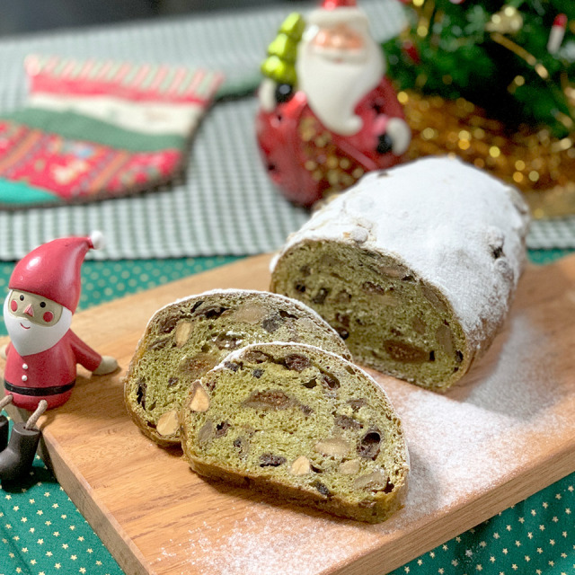 楽楽オリジナルブラン入り天然酵母抹茶シュトーレン［ギフトボックス入り］（卵・乳製品不使用）【天然パン工房楽楽】