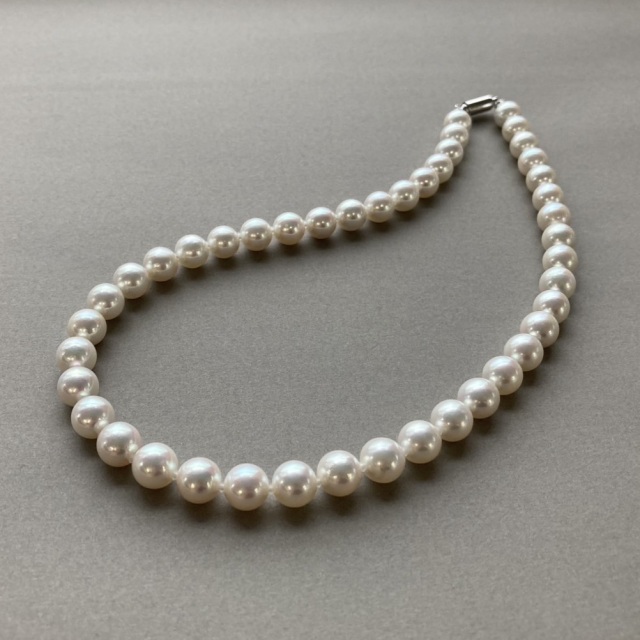 8.5~9.0mm 花珠真珠ネックレス