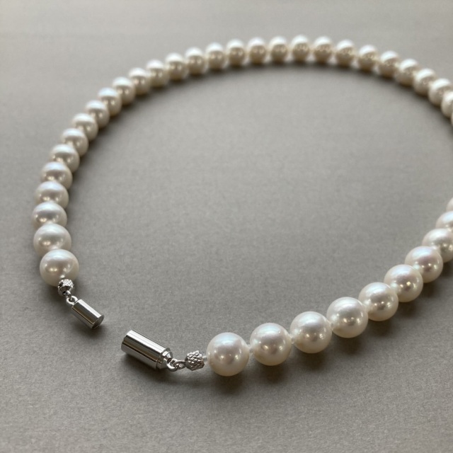 8.5~9.0mm 花珠真珠ネックレス