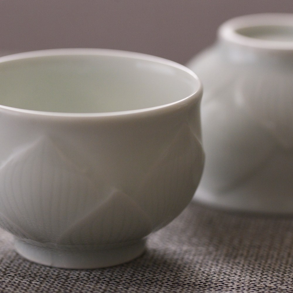 〔受注制作品〕島村ナナ　蓮の花弁紋様　湯呑み/ソーサー　＊納期6〜9か月
