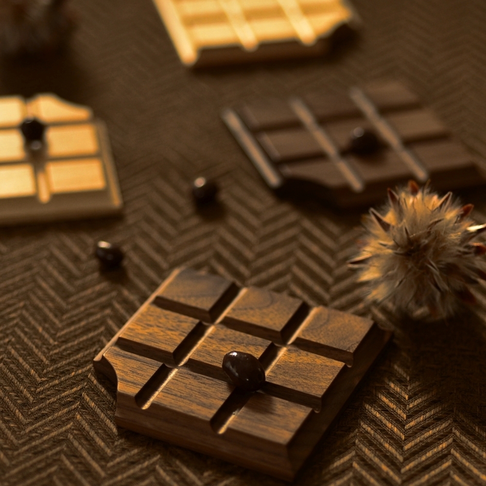 【こねこ便420対応】ふるいともかず　木製板チョコ　コースター　