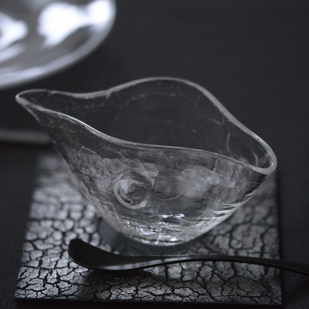 末國清吉 ガラス 半乳 楕円鉢 2枚 末國清吉 ガラス 半乳