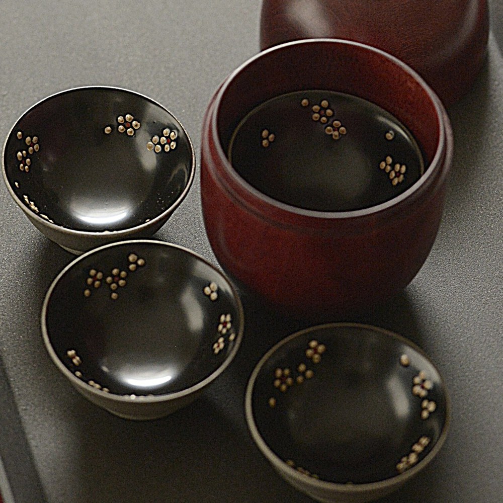 〔受注制作品〕お花のカプセル(ケース１＆小杯5の6点セット)｜冨樫孝男（納期約6か月）