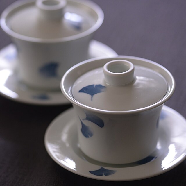 〔受注制作品〕島村ナナ　蓋碗　イチョウ紋様＊納期6～9か月