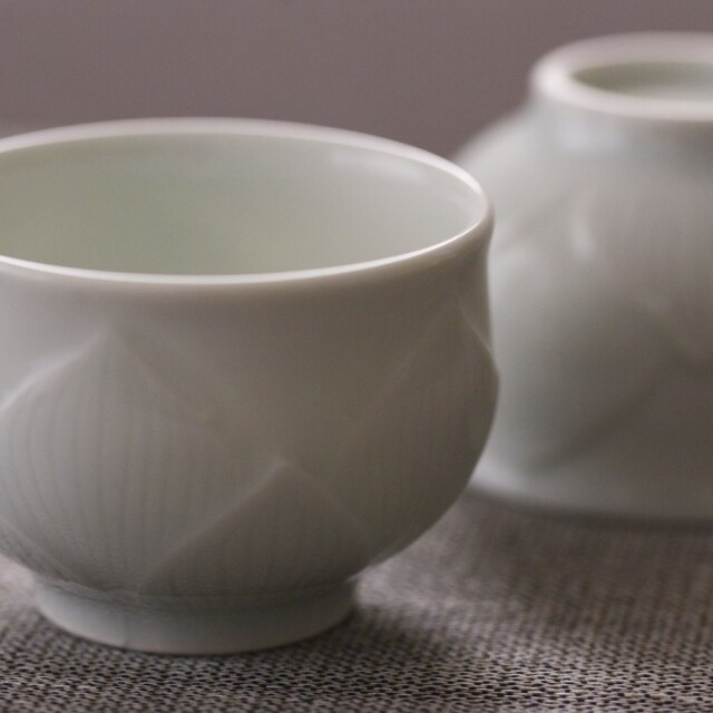 〔受注制作品〕島村ナナ　蓮の花弁紋様　湯呑み/ソーサー　＊納期6〜9か月