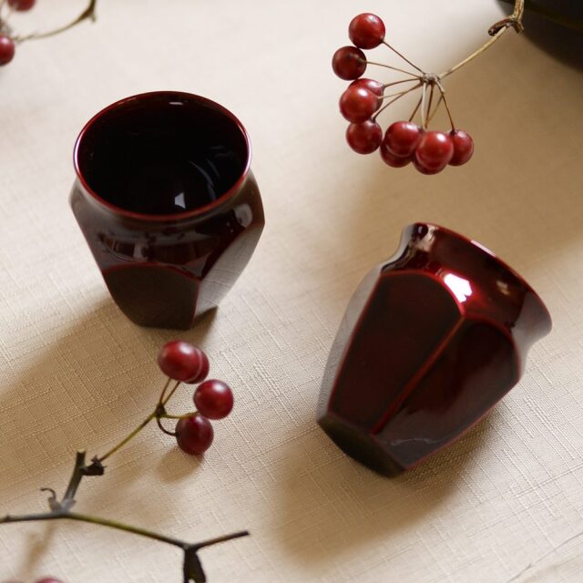 [受注制作品]冨樫孝男　玉虫塗　面取ショットグラス　＊納期３〜４ヶ月