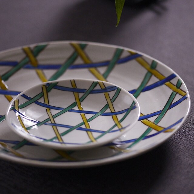 【受注制作品】瑛生の器（九谷美陶園）青手かごめ文様皿　＊納期２～３ヶ月