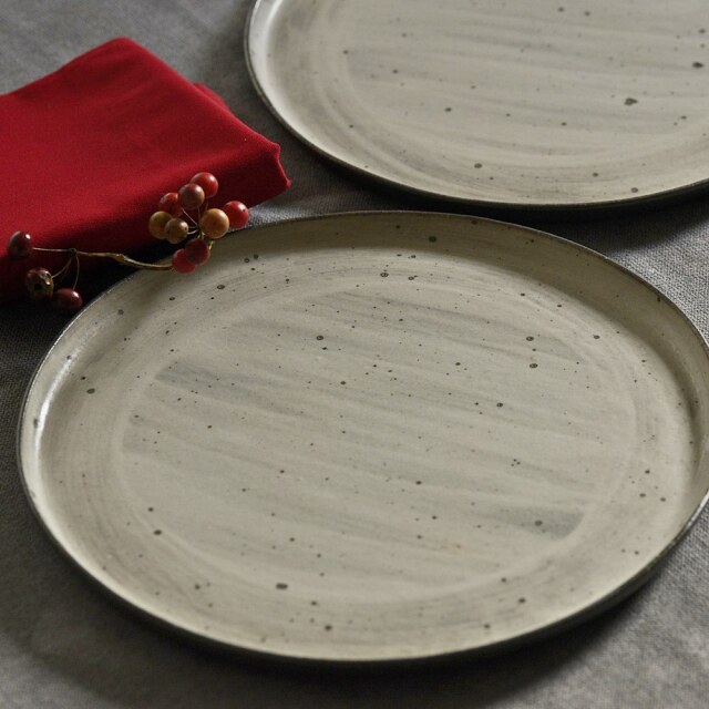 奥田章｜new刷毛目リバーシブル板皿｜作家もの和食器通販”IVORY