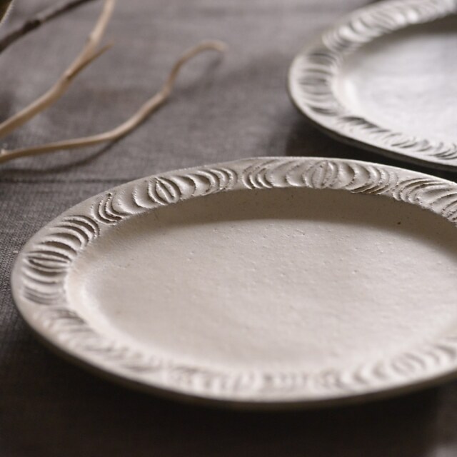 [受注制作品]　村上直子　アンティークなオーバル皿　（納期　6～12か月）