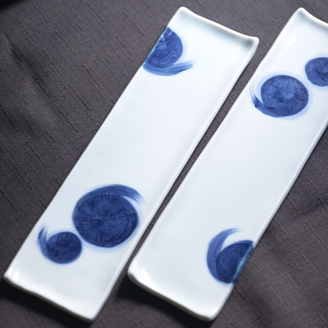 〔受注制作品〕島村ナナ 蒼風紋様細長皿＊納期6～9か月