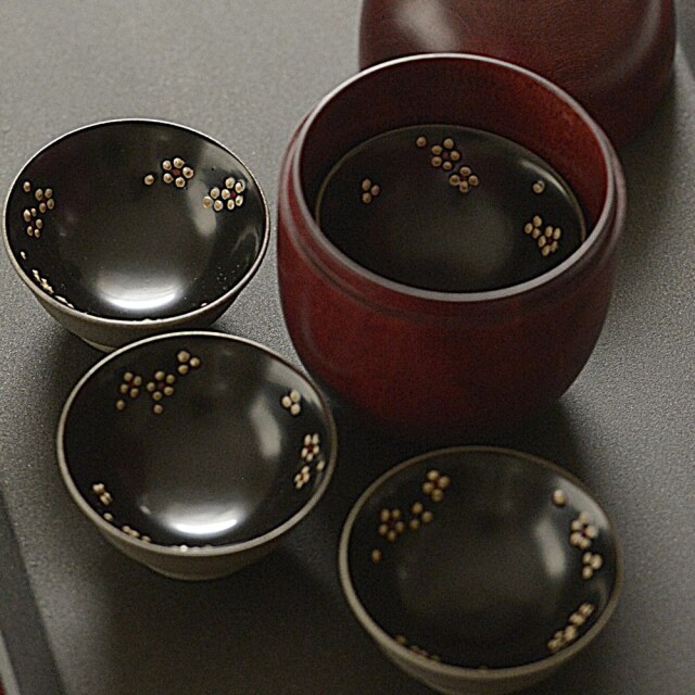 〔受注制作品〕お花のカプセル(ケース１＆小杯5の6点セット)｜冨樫孝男（納期約6か月）